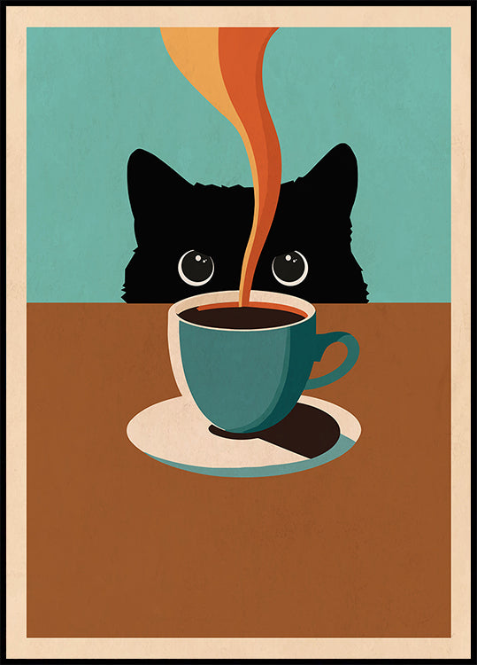 Cat &amp; Coffee Plakat - Posterbox