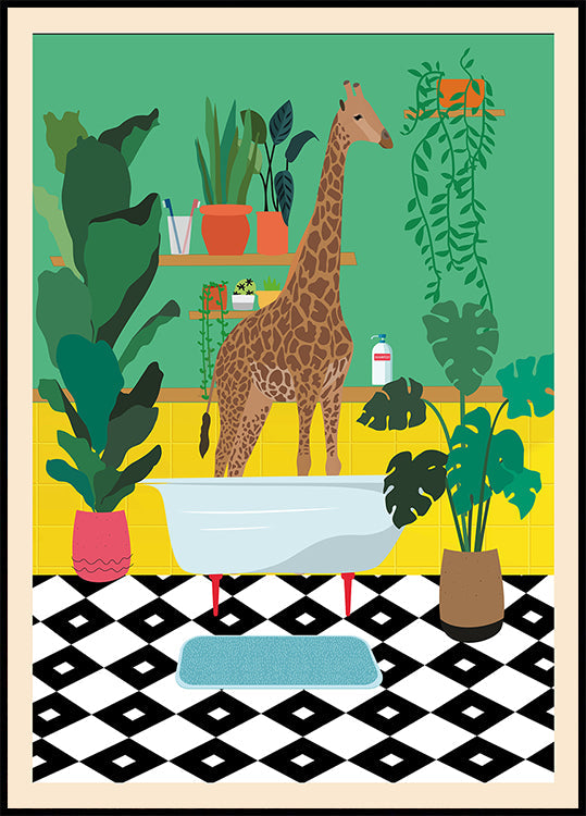 Giraffe Bathtime - Posterbox