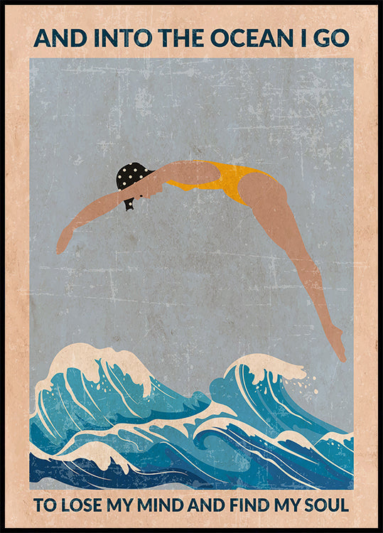 Into the Ocean (blue) Standard Wall Art - Posterbox